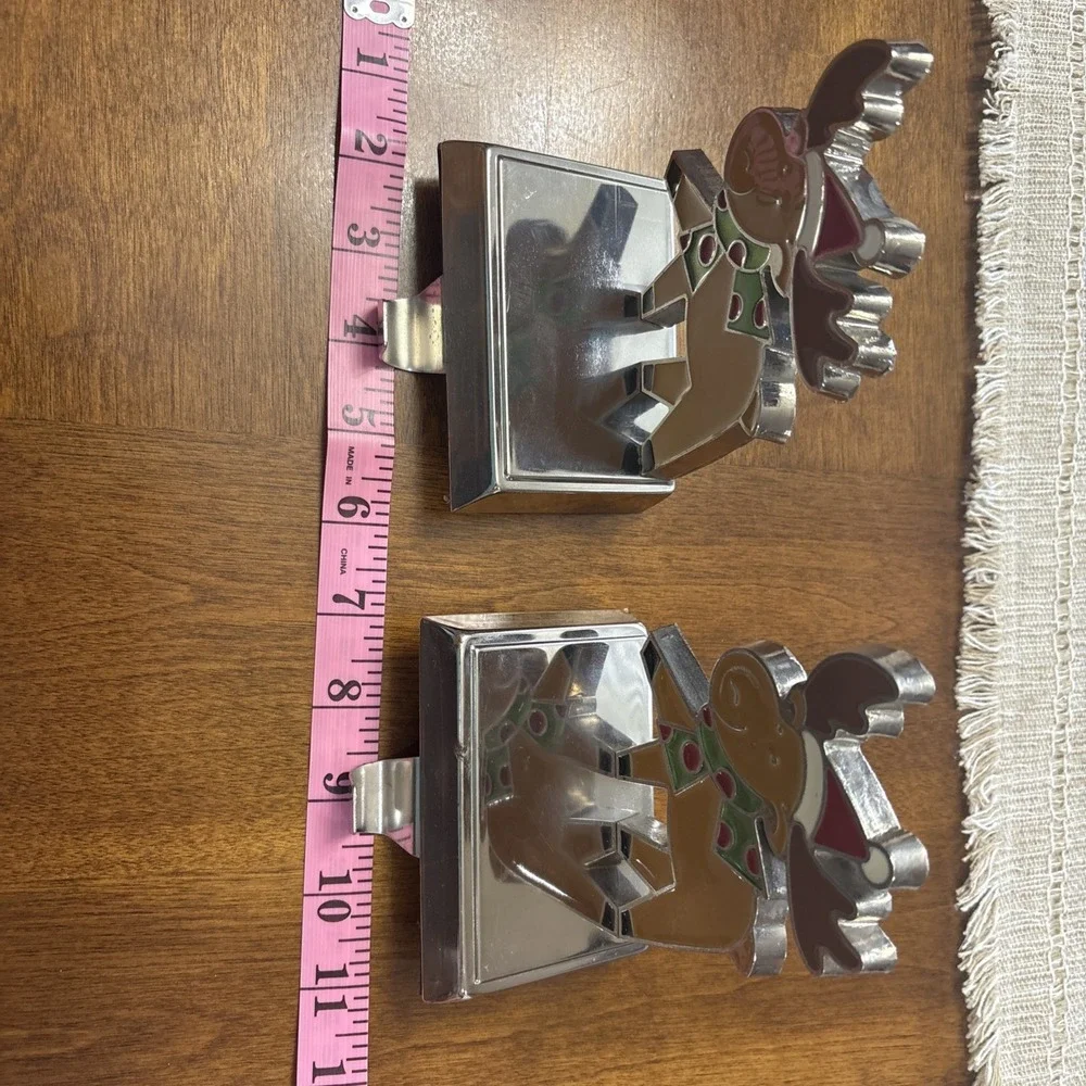 VTG Moose Stocking Holder Hanger Christmas Holiday Decor Metal Silver Tone‎ 4